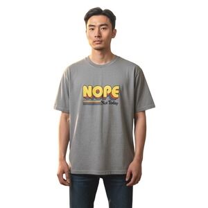 DOM Mens Grey Nope Not Today Graphic T Shirt Short Sleeve Casual Cotton Blend XL